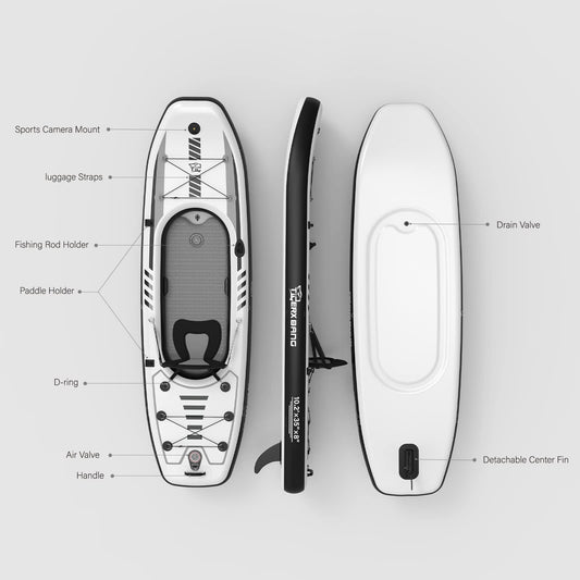 TIGERXBANG Inflatable SUP-Kayak Hybrid Set for Fishing & Touring