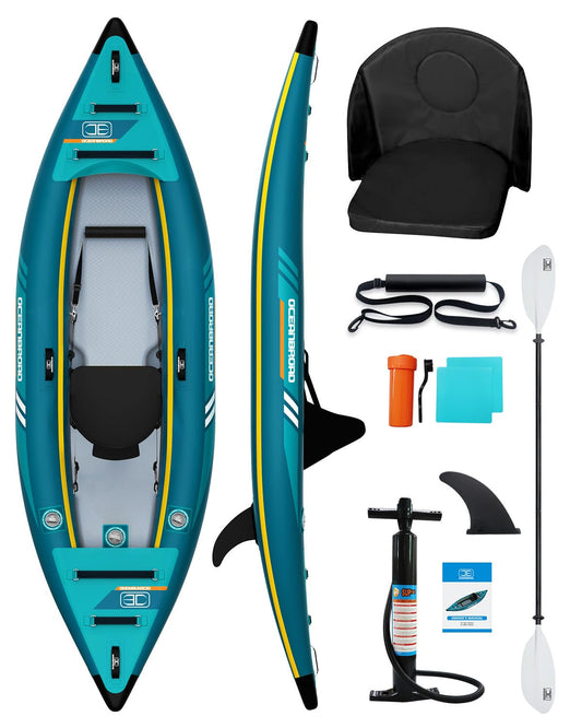 OCEANBROAD V1-320 Inflatable Sit-In Solo Kayak – Blue