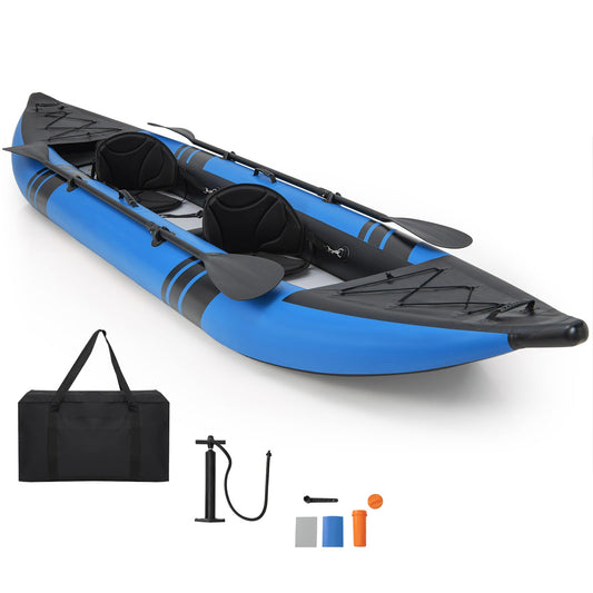 GYMAX 12.5FT Tandem Inflatable Kayak with Footrests – Blue