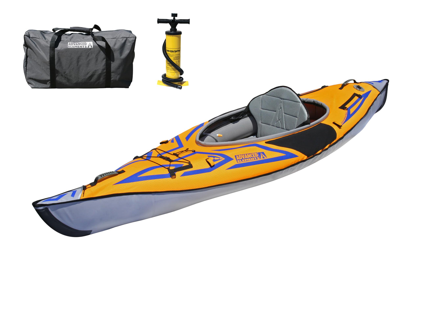 Advanced Elements AdvancedFrame Sport Lightweight Touring Kayak - Inflatable with Aluminum Ribs, Orange/Gold Blue