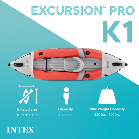 INTEX Excursion Pro K1 Solo Inflatable Kayak Set